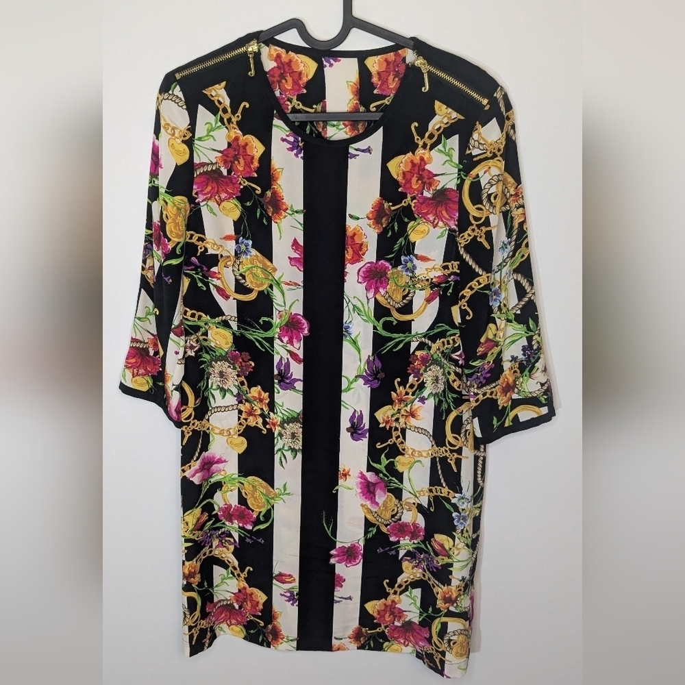 Juicy Couture Long Sleeve Sheath Dress 100% Silk Multicolor - size 4